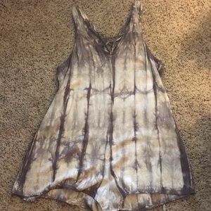 Altar’d State Gray Tie Dye Loose-Fit Romper
